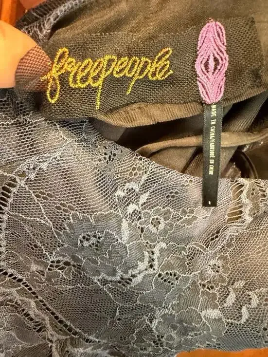 Free People Nothing Like This Lace Lace Mini Dress in Slate Blue Size 8 - Picture 6 of 7